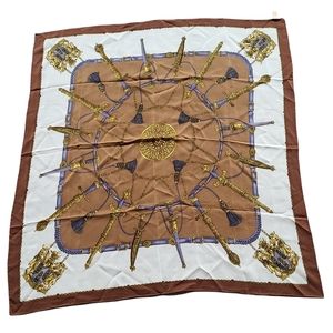 Drapers Hand-Rolled Brown Tassel Silk Scarf Made in Italy